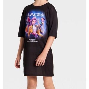 Netflix K-Pop Demon Hunters Girls Nightgown XL 14/16 Black Sleep Shirt HuntraX